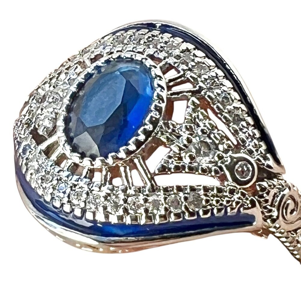 Sterling Silver 925 Blue Cz Gemstone Evil Eye Design Ring Size 6.75 - Picture 4 of 6